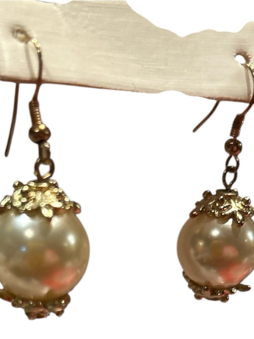 Gold-Tone Faux Pearl Drop Earrings - Classic Women Jewelry - Picture 2 of 2